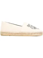 Kenzo Beige Canvas Tiger Espadrille In Cream