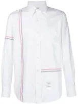 Thom Browne Rwb Stripe Straight-fit Oxford Shirt In White