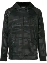 Philipp Plein Striped Hooded Sweatshirt In Black