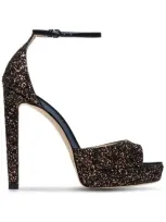 Jimmy Choo Pattie 130 Glitter Platform Sandals In Metallic