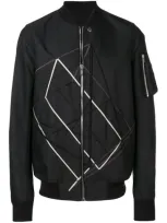 Rick Owens Geometric Embroidery Bomber Jacket In Black & White