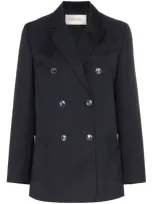 Valentino Double-breasted Wool Jacket In Blue