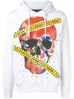 Philipp Plein Skull Print Hoodie In White