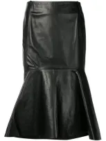 Balenciaga High-rise Leather Godet Skirt In Black