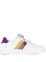 Philipp Plein Glitter Stripe Sneakers In White