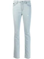 Philipp Plein Distressed Skinny Jeans In Blue