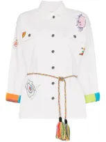 Mira Mikati Embroidered Denim Jacket In White