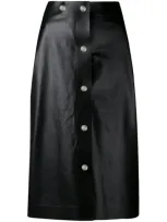 Victoria Beckham High Waisted Leather Midi Skirt In Black