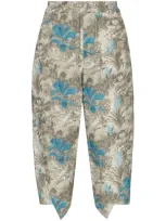 By Walid Printed Cropped Trousers In Blue