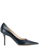 Jimmy Choo Love 85 Croc-embossed Pumps In Blue