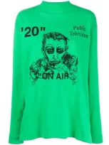 Off-white Langarmshirt Mit Print In Green