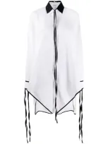 Loewe Fringed Pointed Hem Elongated Shirt In White,black