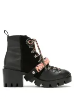 Schutz Tonal Panels Lace-up Boots In Black