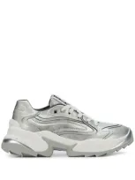 Sergio Rossi Contrast Low-top Sneakers In Silver