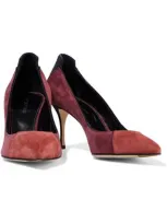 Sergio Rossi Secret Patent Leather-trimmed Color-block Suede Pumps In Brick