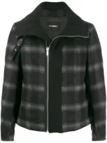 Les Hommes Check-print Short Jacket In Black