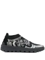 Etro Two-tone Sock Sneakers In Black