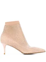 Le Silla Gilda Crystal-embellished Boot Pumps In Neutrals