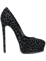 Casadei Metallic Leopard Stiletto Pumps In Black