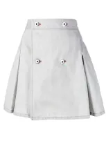 Matthew Adams Dolan Pleated Denim Mini Skirt In White