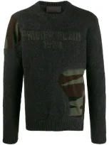 Philipp Plein Camouflage Panel Jumper In Grey