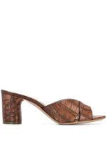 Casadei Crocodile-effect Mules In Brown