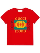 Gucci Kids' Red T-shirt With Multicolor Frontal Press In Unica