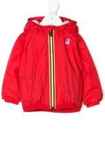 K-way Babies' Striped Trim Hooded Jacket In Red