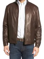 Remy Leather Lambskin Leather Jacket In Coffee