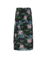 Kenzo Botanical-print Wrap Skirt In Black