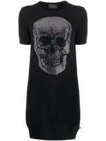 Philipp Plein Knitted Skull Dress In Black