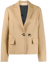 Marni Single-breasted Short Blazer In Neutrals