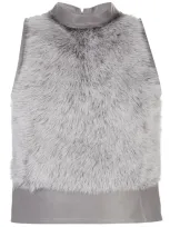 Ludovic De Saint Sernin Fur Sleeveless Top In Grey