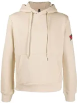 Neil Barrett Heart-embroidered Hoodie In Neutrals