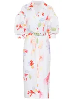 Peter Pilotto Floral Print Oversized Shirtdress In White