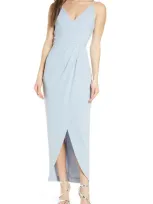 Wayf The Ines V-neck Tulip Gown In Sky Blue