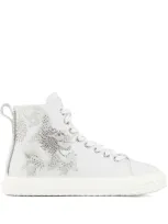 Giuseppe Zanotti Crystal-embellished High-top Sneakers In White