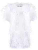 Valentino Feather Embellished Short-sleeve T-shirt In White