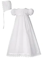 Little Things Mean A Lot Babies'  Christening Gown & Hat Set In White