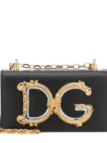 Dolce & Gabbana Dg Girls Small Leather Shoulder Bag In Black