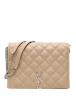 Saint Laurent Becky Small Quilted Bag In Beige,pink