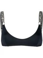 Stella Mccartney Logo-strap Sporty Bikini Top In Blau