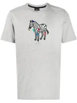 Ps By Paul Smith Zebra Print Organic Cotton T-shirt In Grey