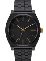 Nixon 'the Time Teller' Stainless Steel Bracelet Watch, 37mm In Matte Black/ Gold