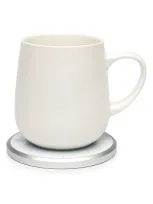 Ohom White Ui Self-heating Mug Set, 355 ml In Jasmine White