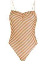 Missoni Striped Swimsuit In Neutrals