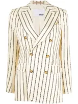 Each X Other Retro Stripes Double-breasted Blazer In Neutrals