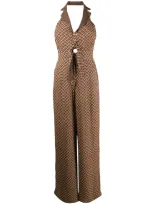 Temperley London Cecilia Geometric-print Jumpsuit In Neutrals