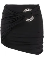 Misbhv Asymmetric Ruched Mini Skirt In Black