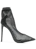 Le Silla Stud Embellished Mesh Boots In Black